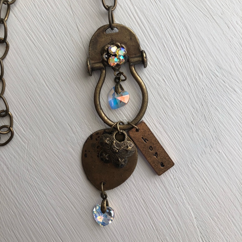 Hope Necklace with crystal hearts
